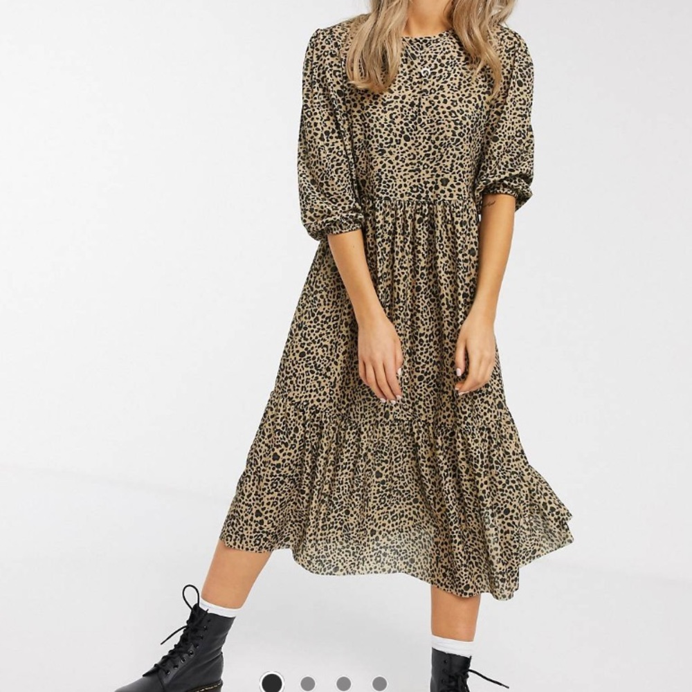 Midi Smock Dress/ Animal Print